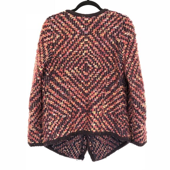 Anthropologie Moth Keavy Textured Open Front Cardigan Sweater Size L Mohair Wool - Picture 5 of 8